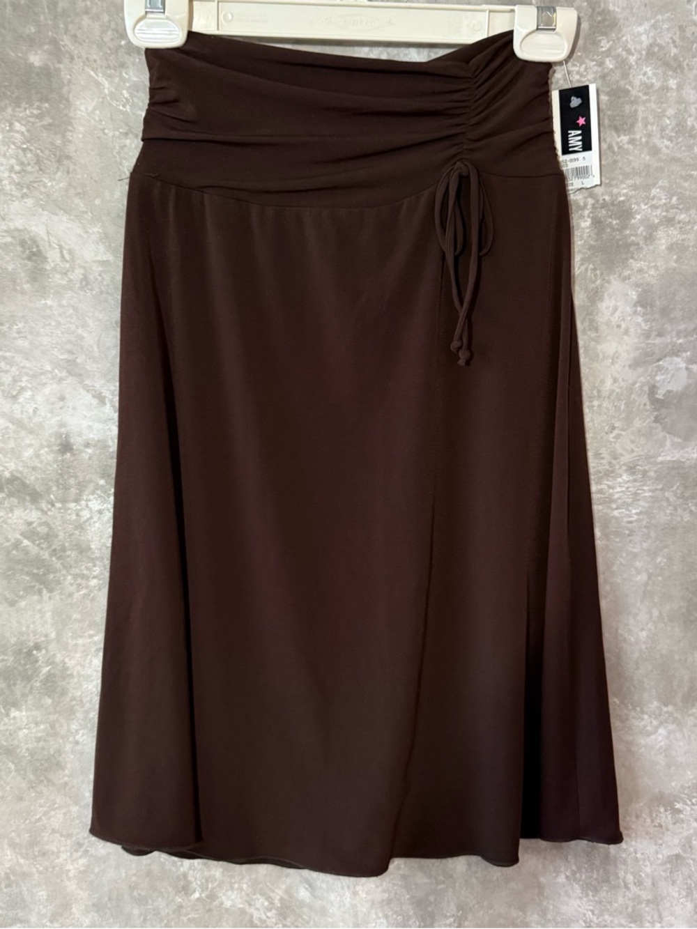 Amy Byer Dark Brown A-Line Skirt with Ruched Drawstring Waist (love 20)